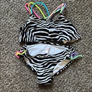 SO Zebra Print Bikini with Colorful Straps